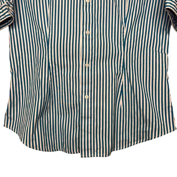 Ralph Lauren Sport Women 8 Blue Stripe Short Sleeve Top Button Front Top Classic - Picture 5 of 11